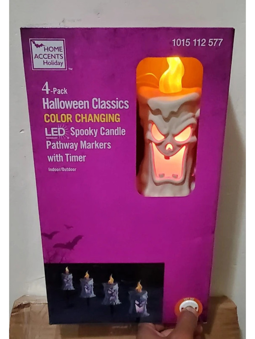 Home Accents Holiday 4-Pack LED Spooky Candle Pathway Markers Halloween Decor